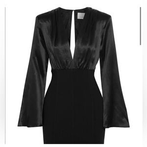 Cinq à Sept Satin Sandy Satin V-Neck Dress. Black. Size 8